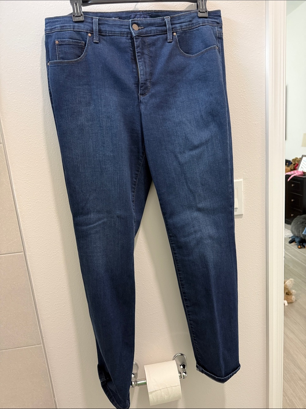 Charter Club Dark Blue Straight-Leg Stretch Jeans